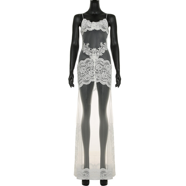 Damen Elegantes transparentes Spitzen-Nachtkleid mit verführerischen Akzenten Echo Archiv