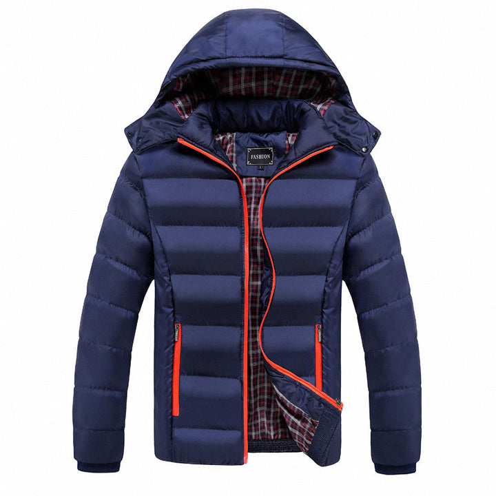 Herren Ultraleichte Pufferjacke mit Thermosteppung, Kapuze und kariertem Innenfutter Echoarchiv