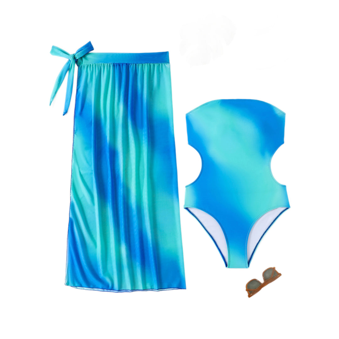 Damen asymmetrisches Strandkleid mit passendem Badeanzug Echo Archiv