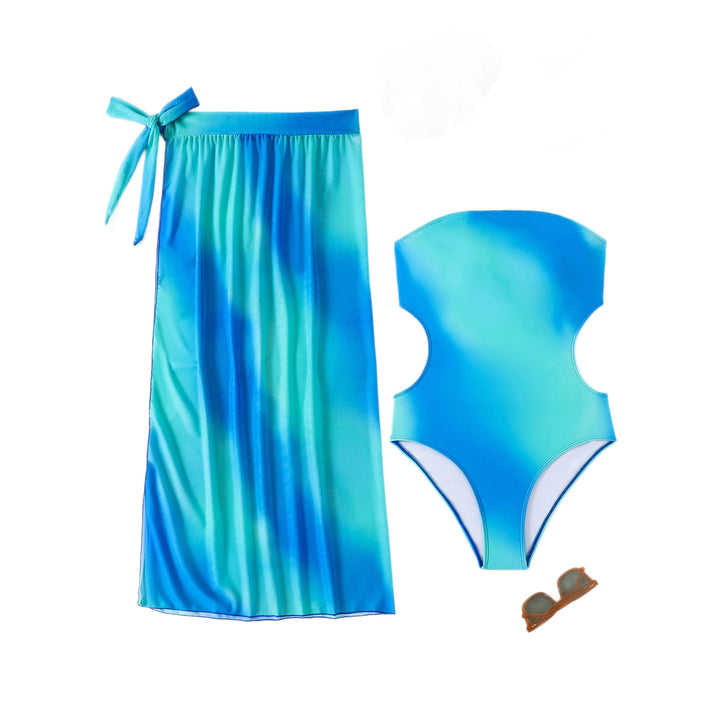 Damen asymmetrisches Strandkleid mit passendem Badeanzug Echo Archiv