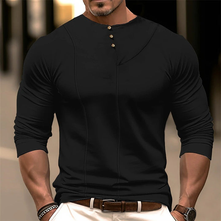 Herren Langarmshirt mit modischem Knopfdetail und ergonomischem Schnitt Echoarchiv