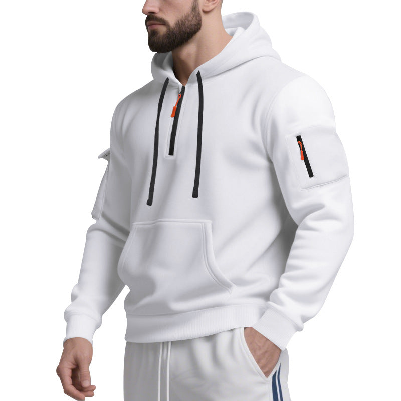 Herren Funktions-Hoodie mit halbem Reißverschluss und praktischen Taschen Echoarchiv