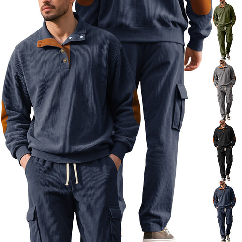 Herren komfortabler Strickanzug mit Knopfleiste und Taschen Echoarchiv