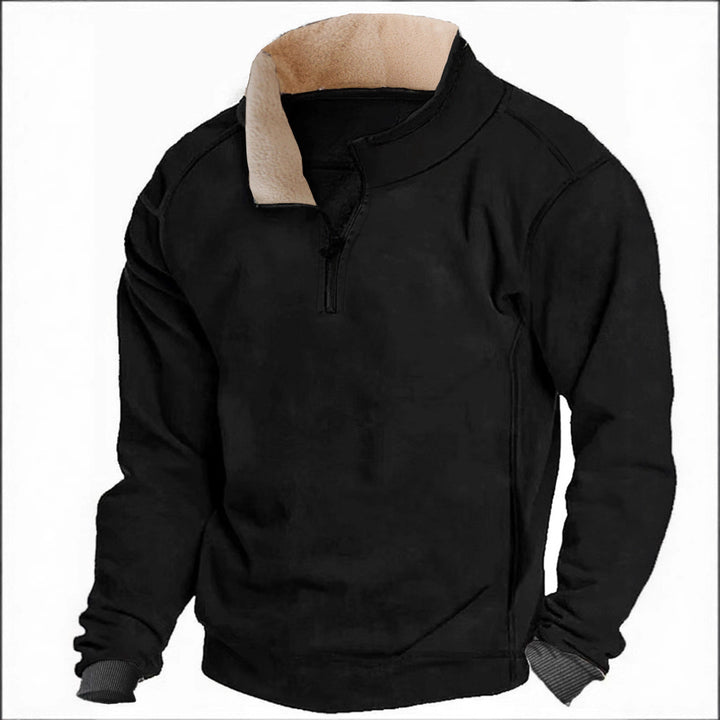 Herren Fleece-Pullover mit einem hochschließenden Kragen und praktischen Seitentaschen Echoarchiv