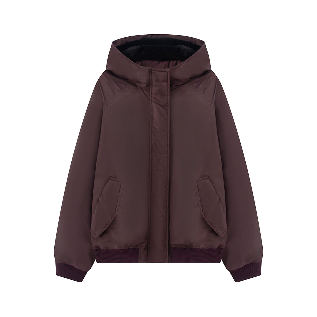 Damen nan wattierte Kapuzenjacke mit Teddyfutter, verdeckter Reißverschluss und Rippbündchen Echo Archiv