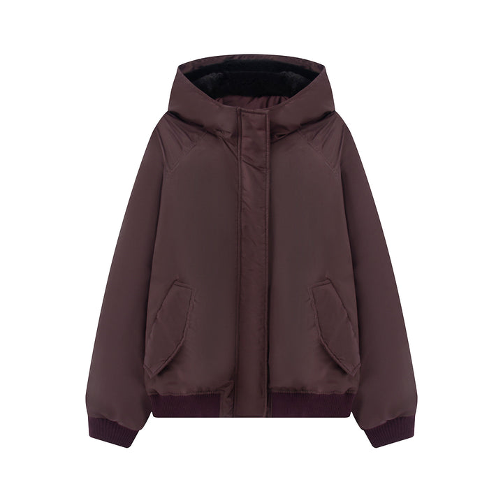 Damen nan wattierte Kapuzenjacke mit Teddyfutter, verdeckter Reißverschluss und Rippbündchen Echo Archiv