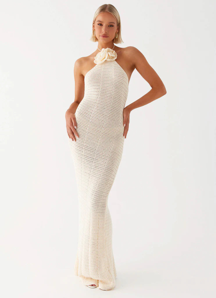 Damen Häkel-Maxikleid mit hohem Schlitzausschnitt Echo Archiv