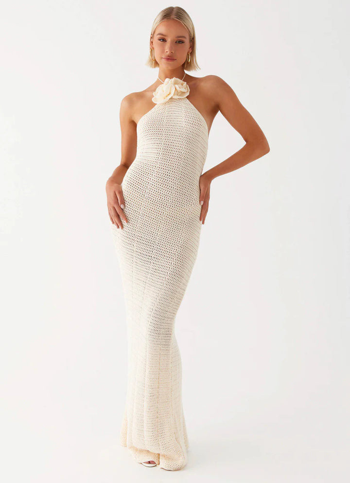 Damen Häkel-Maxikleid mit hohem Schlitzausschnitt Echo Archiv