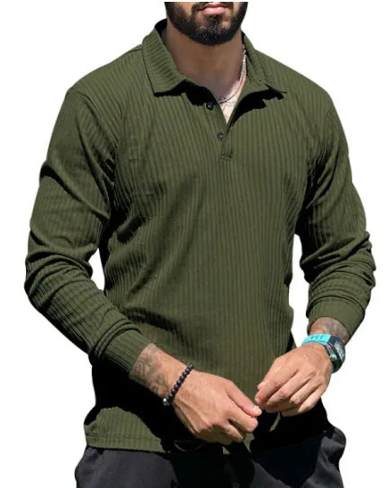 Herren Langarm Poloshirt mit strukturiertem Rippdesign und modernem Schnitt Echoarchiv