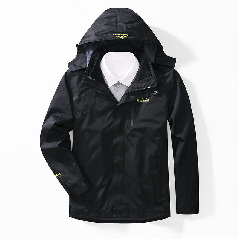 Herren zweilagige wasserdichte Outdoorjacke mit Fleecekragen und Kapuze Echo Archiv