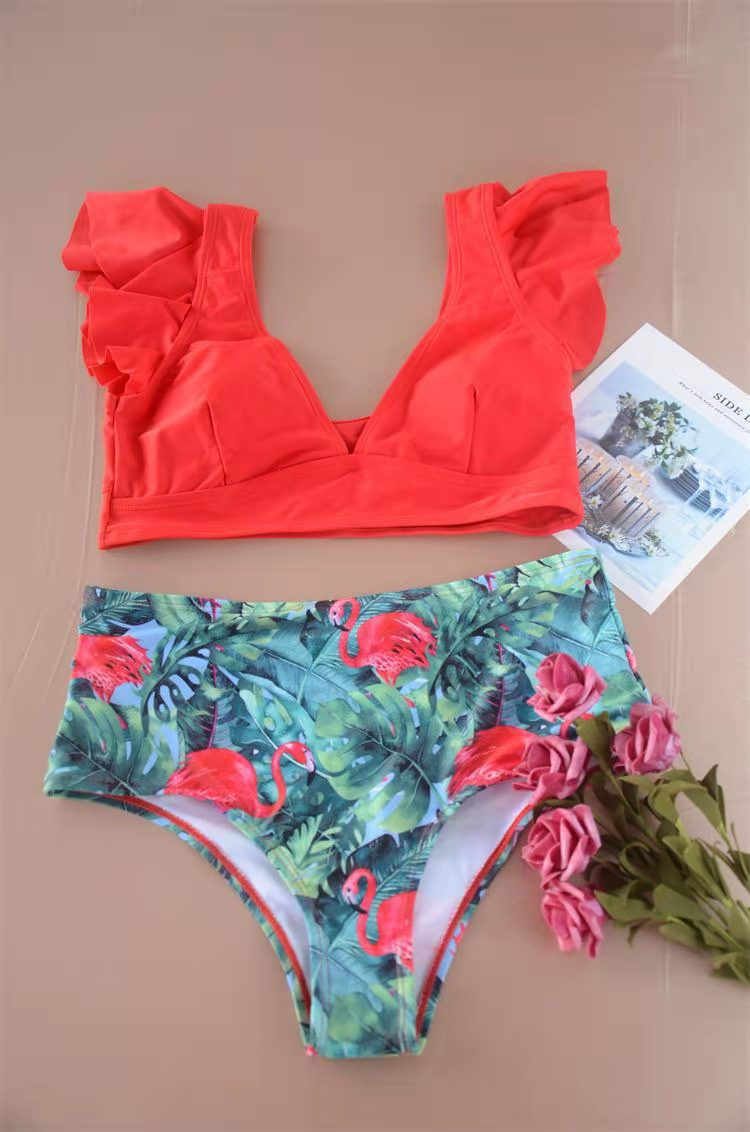 Damen Bikini-Set mit Rüschendesign und hochgeschnittenen Höschen Echo Archiv