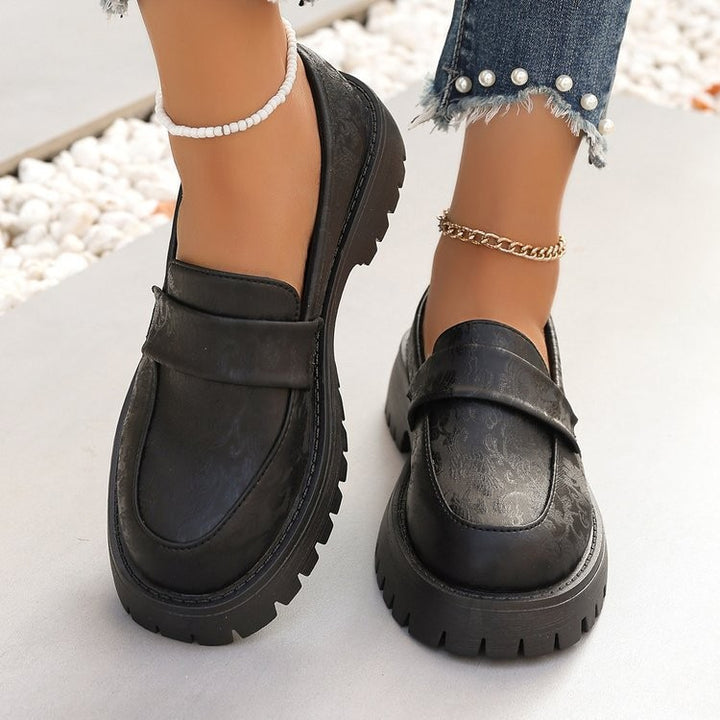 Damen Chunky Loafer mit profilierter Gummisohle und geprägtem Kunstleder Echoarchiv