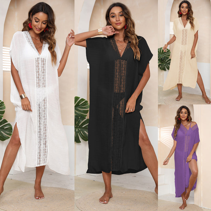 Damen eleganter Strandüberwurf mit Häkelakzenten Echo Archiv