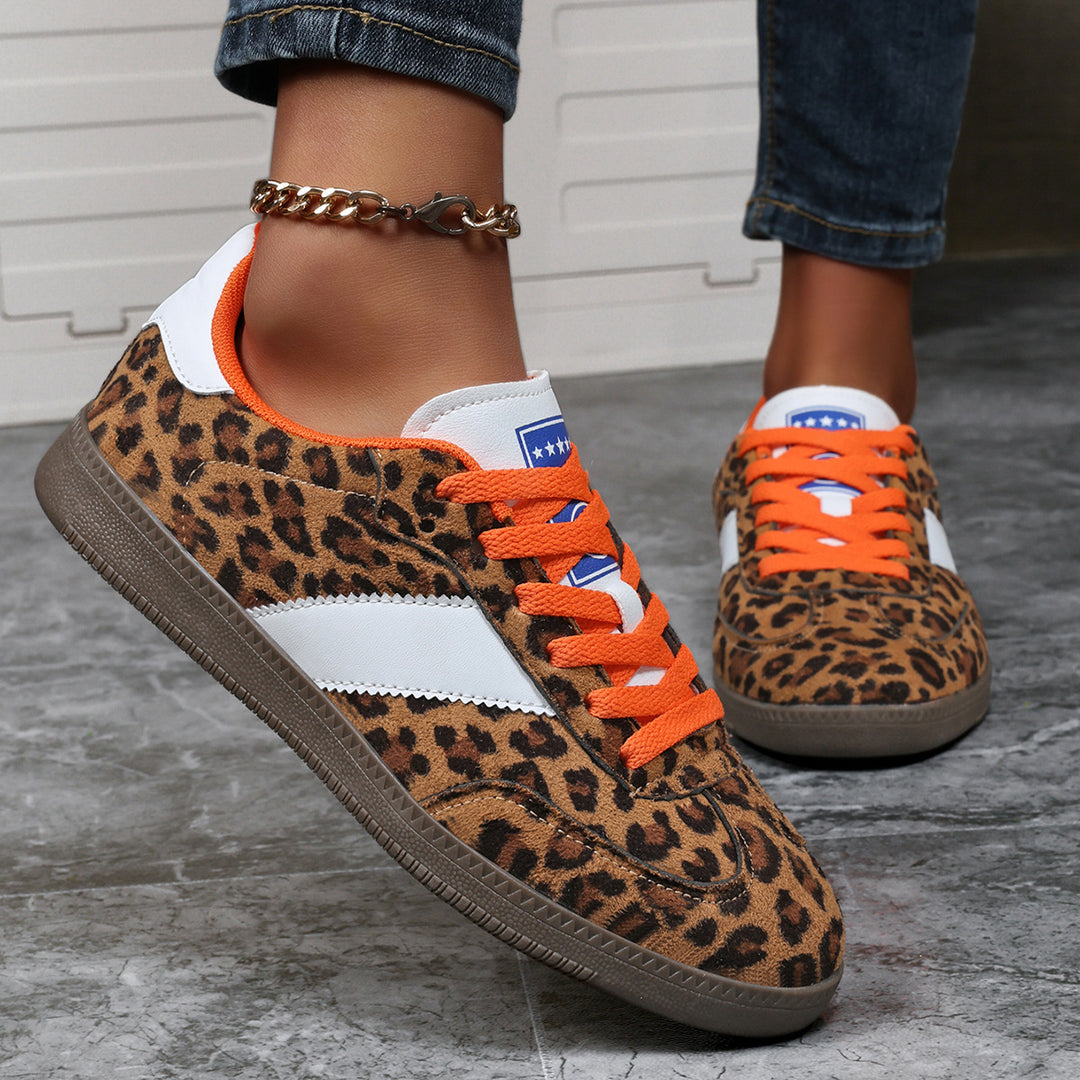 Damen nan Leopardenmuster Wildlederoptik Sneaker mit ergonomischer Polstersohle und rutschfester Gummisohle Echo Archiv
