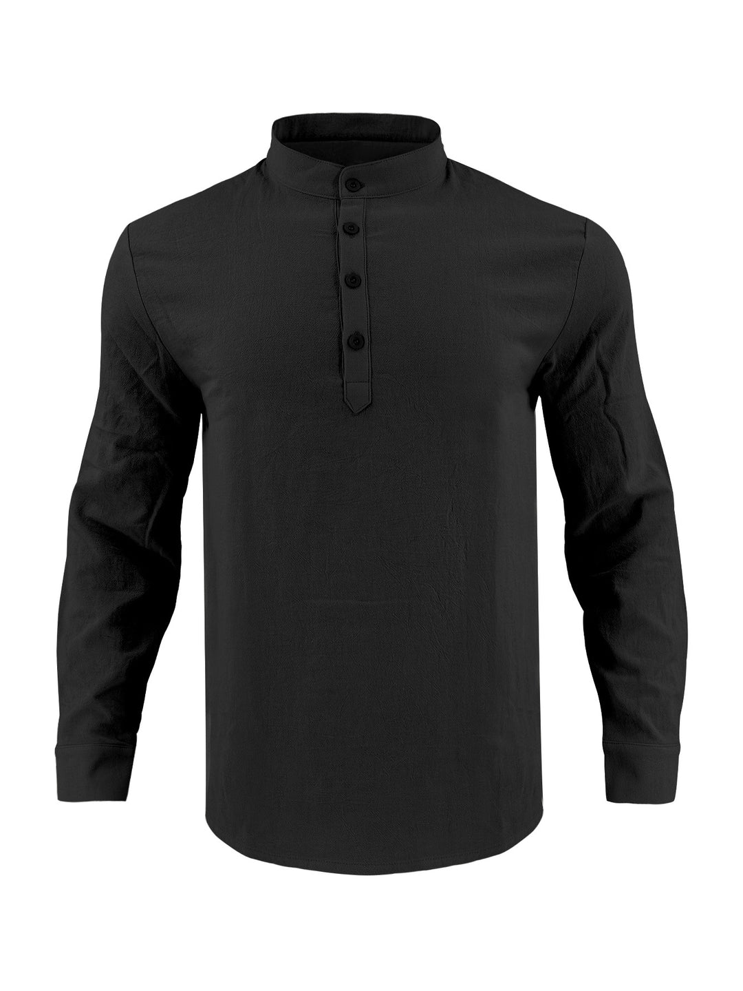 Herren elegantes Langarmhemd mit modischem Stehkragen und strukturierter Oberfläche Echoarchiv