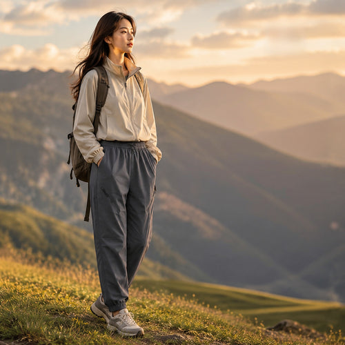 Damen Technische Trekking-Joggerhose mit elastischem Bund, Reißverschlusstaschen und windabweisender Oberfläche Echoarchiv