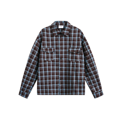 Herren Karierter Flanell-Overshirt-Jacke mit aufgesetzten Brusttaschen Echoarchiv