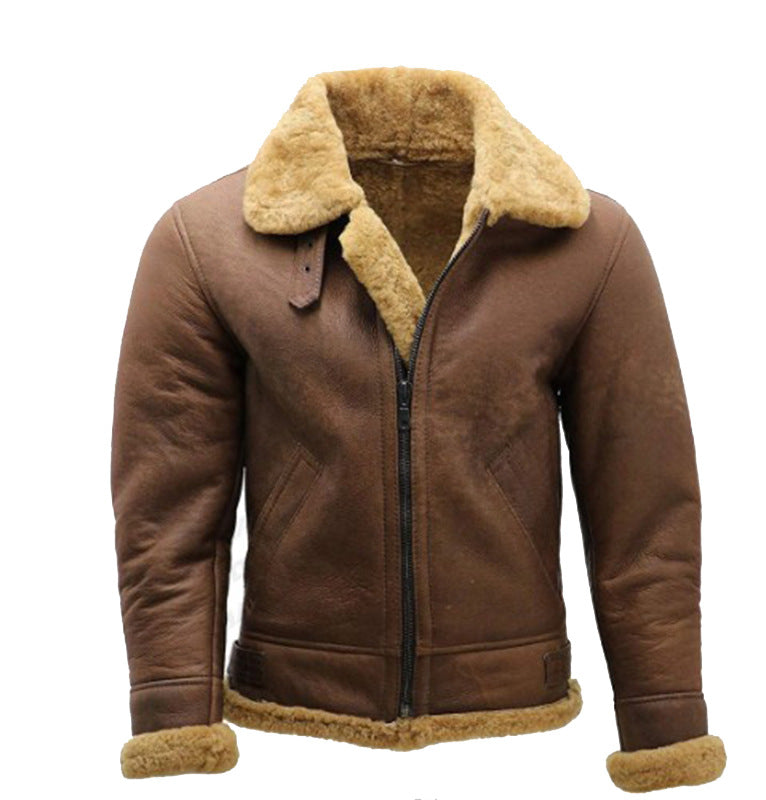 Herren Lammfelllederjacke mit abnehmbarem Kragen Echoarchiv