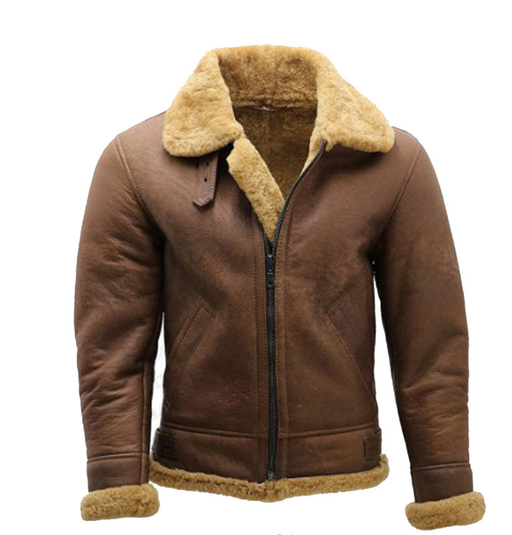 Herren Flugjacke aus hochwertigem Lammleder mit wärmendem Kunstfellfutter Echoarchiv