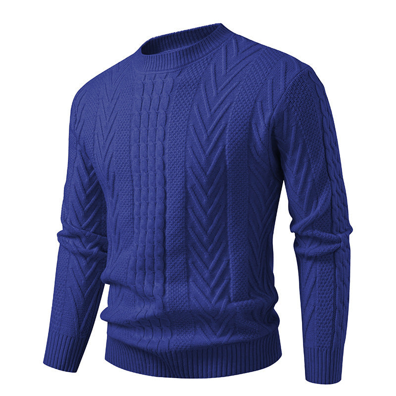 Herren Grobstrickpullover mit Zopfmuster und Rundhalsausschnitt Echoarchiv