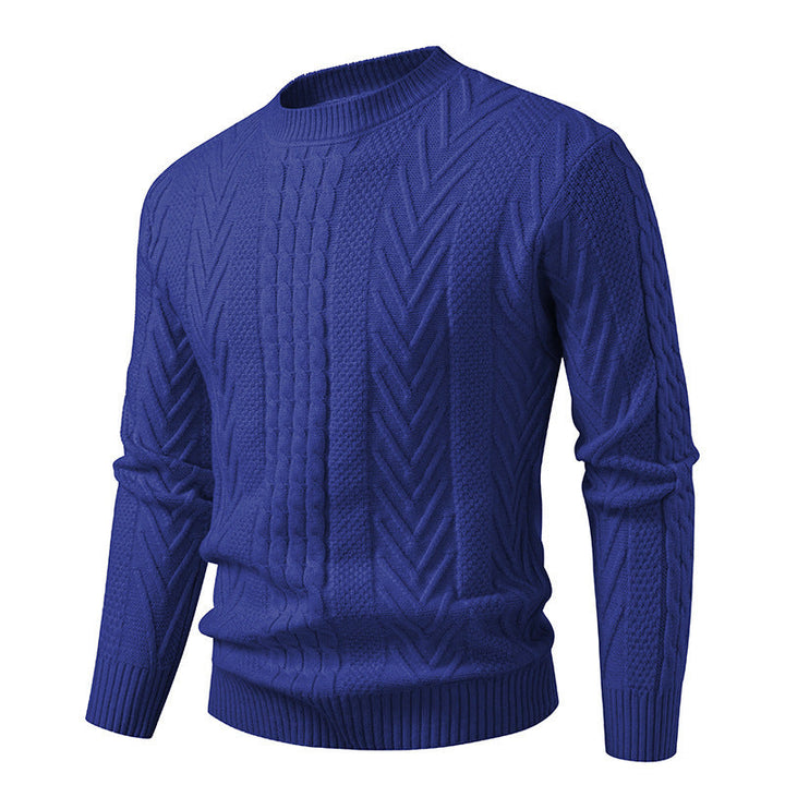 Herren Grobstrickpullover mit Zopfmuster und Rundhalsausschnitt Echoarchiv