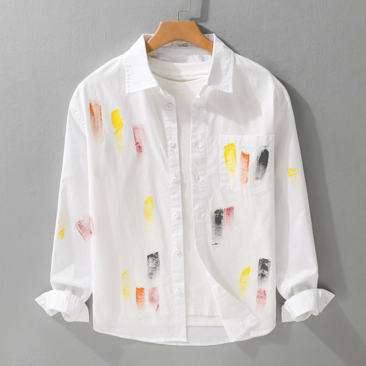 Unisex Bedrucktes Baumwoll-Overshirt im Künstlerprint mit Brusttasche Echoarchiv