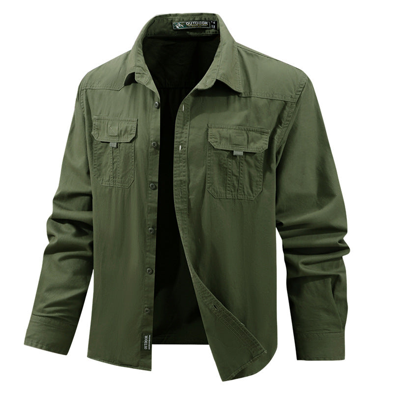 Herren nan leichtes Travel-Hemdjacke mit verdeckter Knopfleiste, aufgesetzten Klappbrusttaschen und knitterarmem Baumwoll-Stretch Echo Archiv