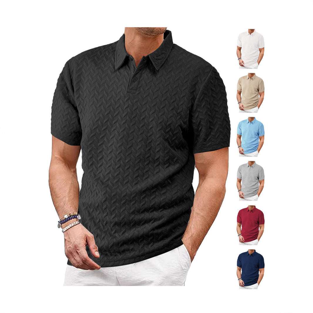 Herren nan kurzärmeliges Poloshirt mit eingeprägter Zickzackstruktur und klassischem Hemdkragen Echo Archiv