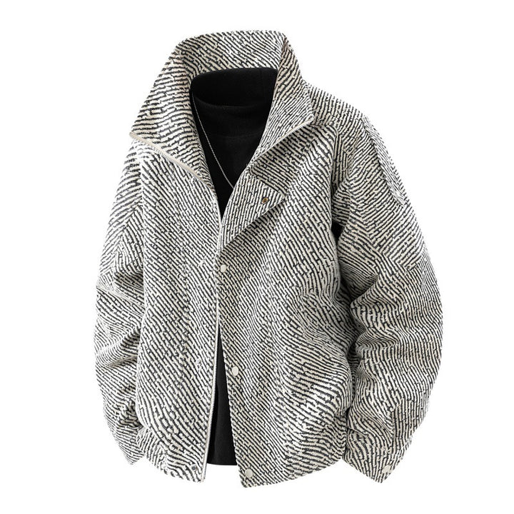 Herren gepolsterte Wollmischung Übergangsjacke im Oversized-Schnitt mit Stehkragen – Taviero