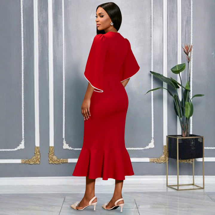 Damen figurbetontes Abendkleid mit Schößchen und voluminösem Rüschendesign Echo Archiv