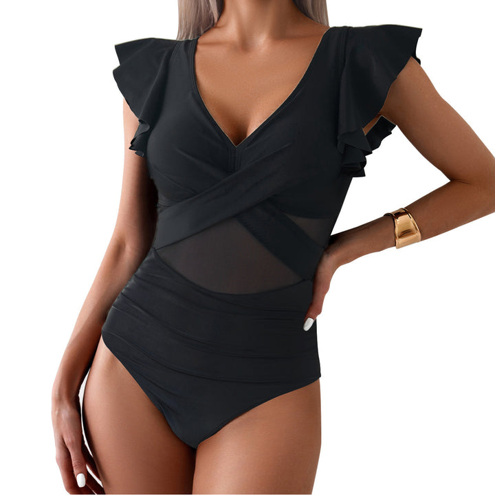 Damen Elegant geschnittener Einteiler mit Rüschendetails Echo Archiv