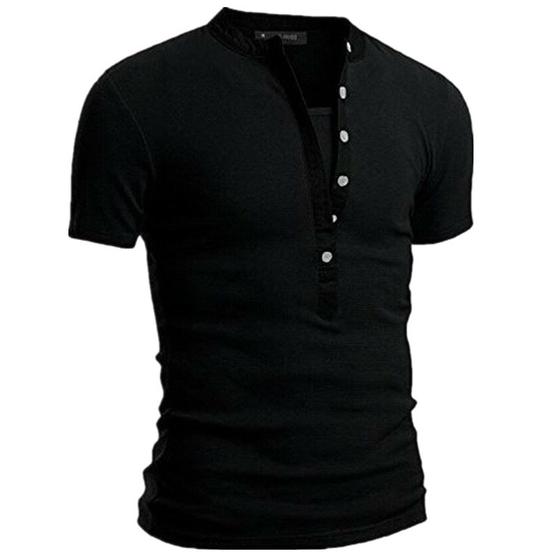 Herren Kurzarm Shirt mit modernen Knöpfen und gestepptem Kragen Echoarchiv