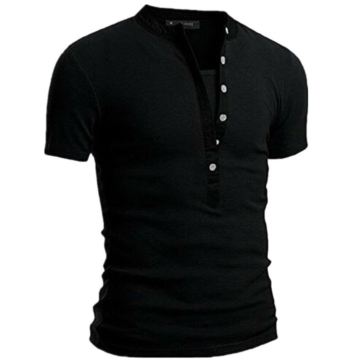 Herren Kurzarm Shirt mit modernen Knöpfen und gestepptem Kragen Echoarchiv
