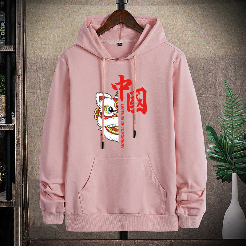Unisex Kapuzenpullover mit asiatischem Löwenmotiv und Kängurutasche Echo Archiv