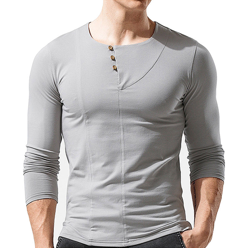 Herren elegantes Langarmshirt mit Knopfdetails Echoarchiv