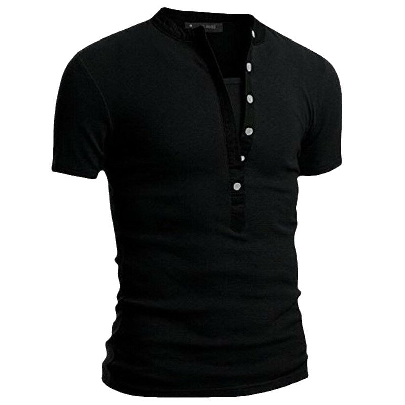 Herren Kurzarm Shirt mit modernen Knöpfen und gestepptem Kragen Echoarchiv