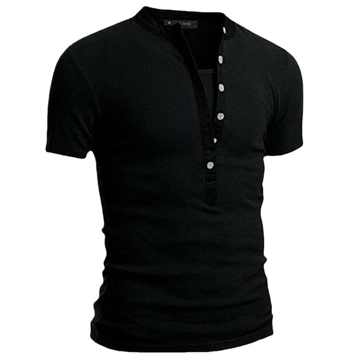 Herren Kurzarm Shirt mit modernen Knöpfen und gestepptem Kragen Echoarchiv