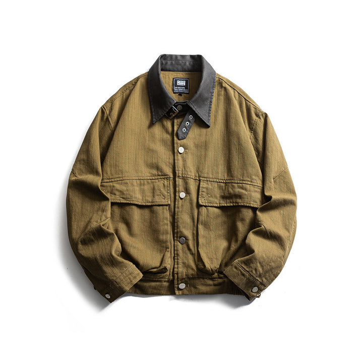 Herren Boxy-Worker-Canvasjacke mit Cordkragen, Druckknopfleiste und aufgesetzten Pattentaschen Echo Archiv