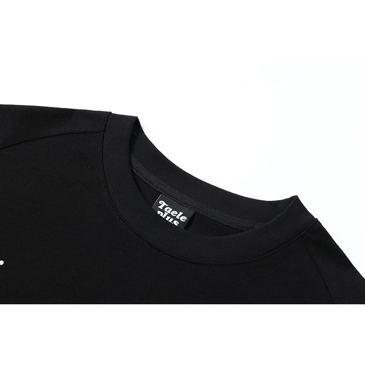 Unisex Lagen-Langarmshirt mit Halbarm-Overlay, gestreiften Einsatzärmeln und Ton-in-Ton-Logo Echoarchiv