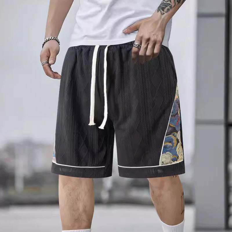 Herren lässige Sport-Shorts mit kunstvollen seitlichen Anwendungen und elastischem Bund Echoarchiv