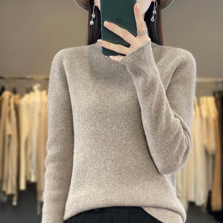 Damen Premium-Feinstrick-Mockneckpullover mit extra langen Ärmelabschlüssen und feiner Rippenstruktur Echoarchiv