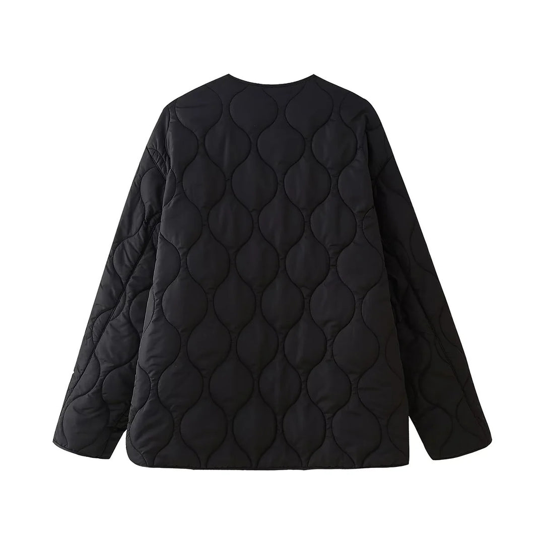 Damen geometrisch gesteppte Oversize-Linerjacke ohne Kragen Echo Archiv