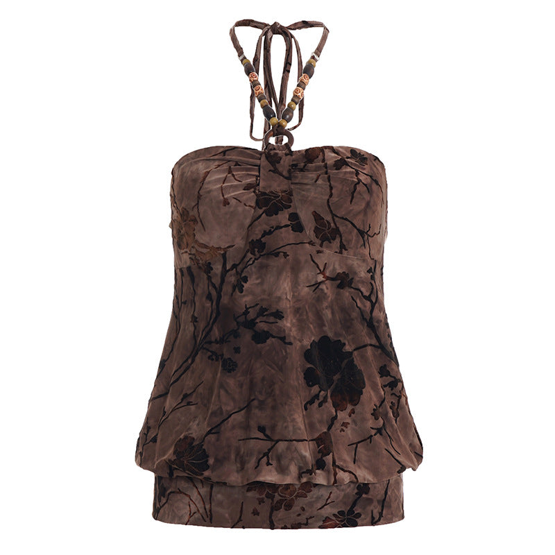 Damen lässiges Bandeau-Top mit floralem Design und raffinierten Bindebändern Echo Archiv