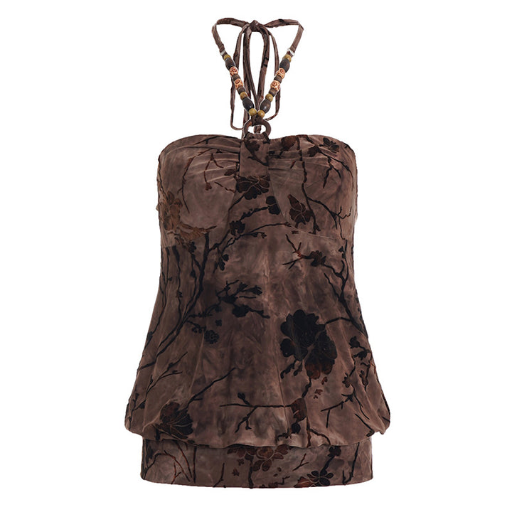 Damen lässiges Bandeau-Top mit floralem Design und raffinierten Bindebändern Echo Archiv