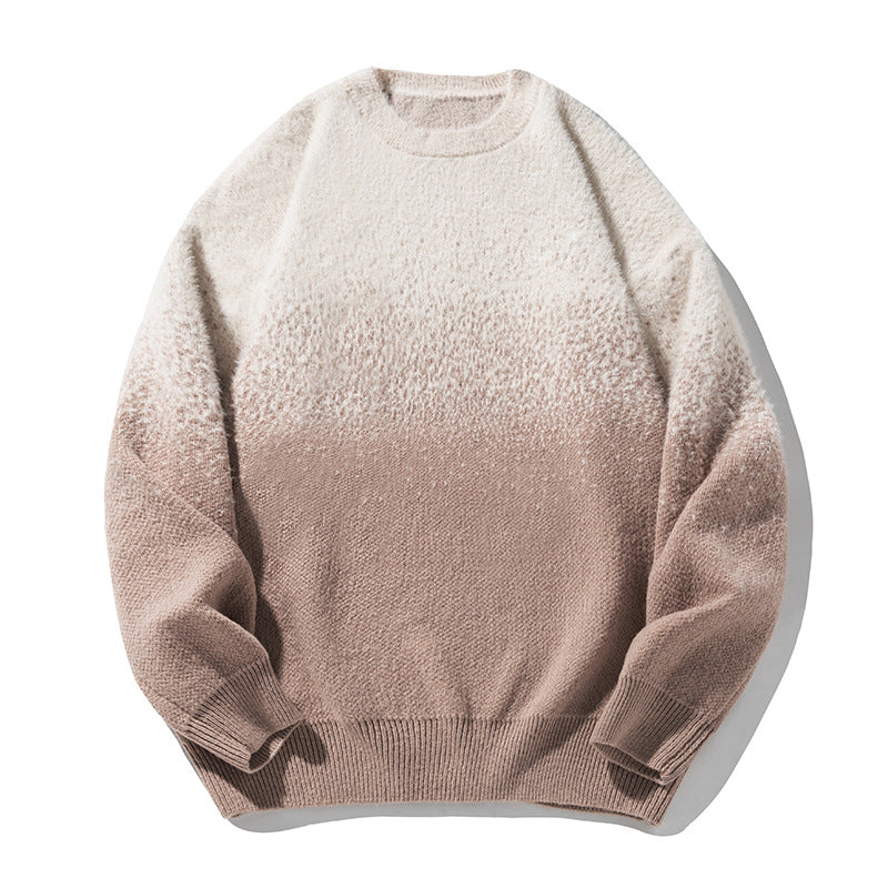 Unisex Weicher Oversize-Strickpullover mit Dip‑Dye‑Verlauf, Bouclé‑Struktur und geripptem Saum Echo Archiv