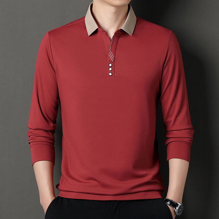 Herren Langarm Poloshirt mit modernen Akzenten und eleganter Knopfleiste Echoarchiv
