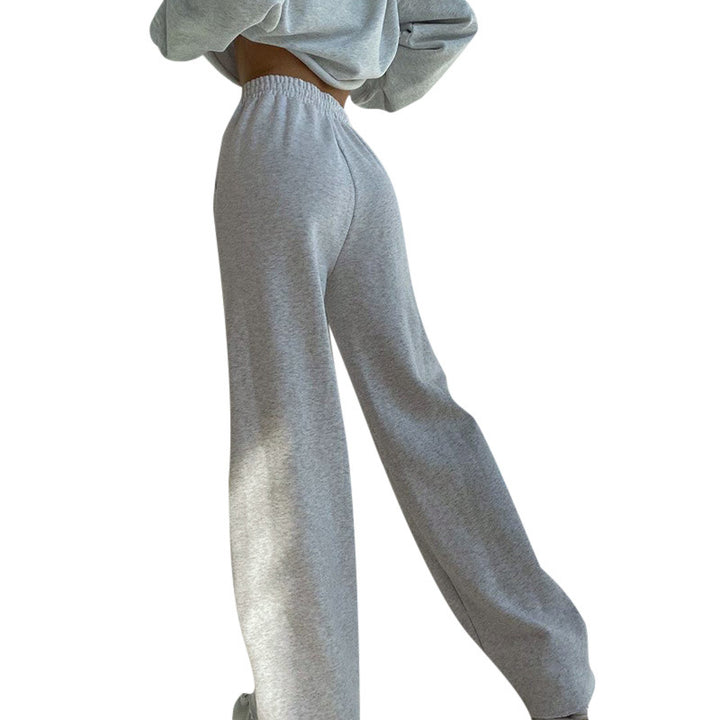 Damen Weite Jogginghose aus Baumwoll-Sweat mit Elastikbund und Kordelzug – Avérine
