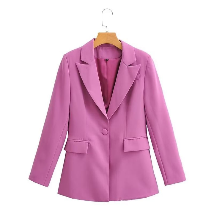 Damen Figurschmeichelnder Ein-Knopf-Blazer im modernen Oversize‑Cut mit Reverskragen und Pattentaschen Echo Archiv