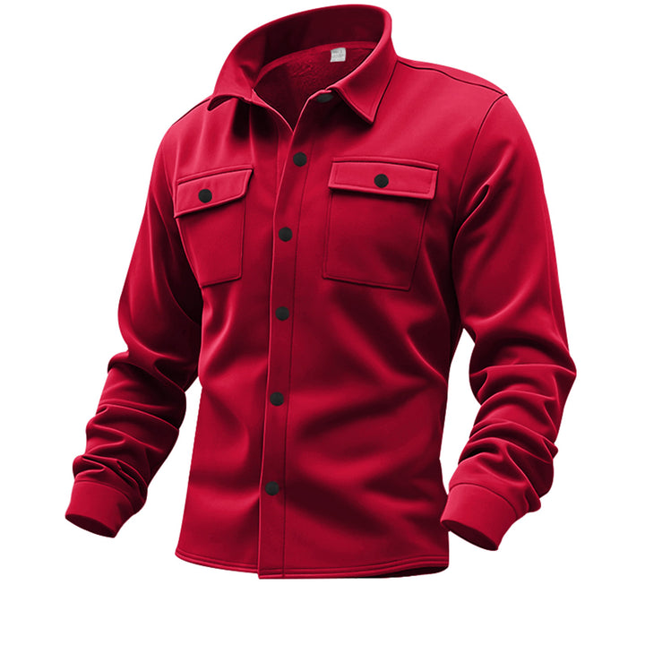 Herren lässige Button-Down Hemdjacke mit zwei seitlichen Brusttaschen und klassischem Kragen Echoarchiv