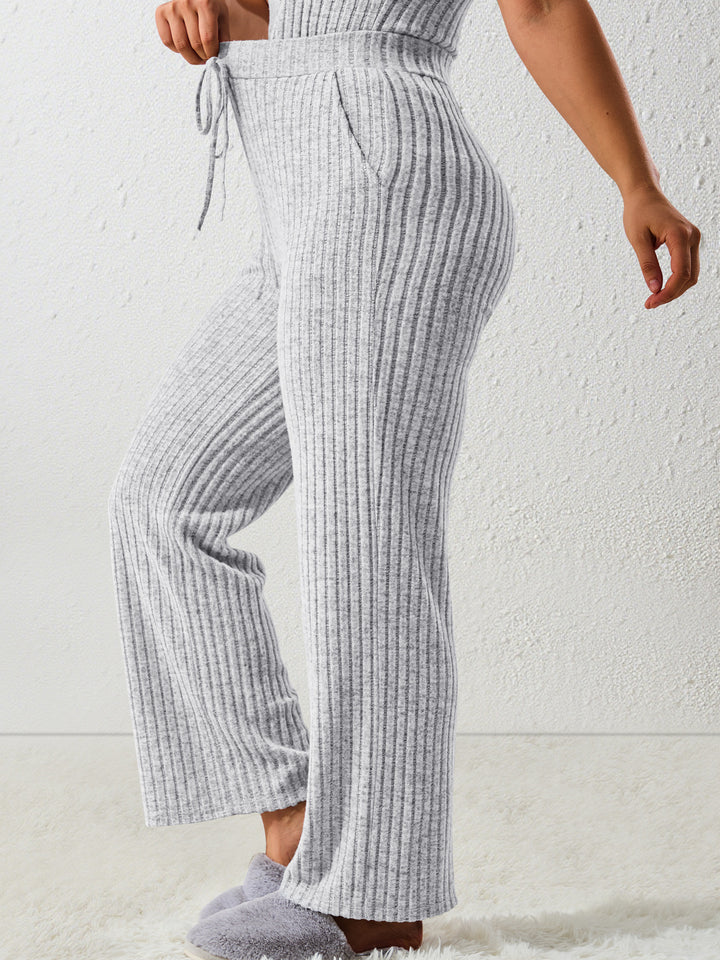 Damen Komfort-Strickhose mit weitem Bein und Kordelzug echoarchiv-